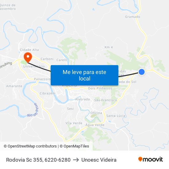 Rodovia Sc 355, 6220-6280 to Unoesc Videira map