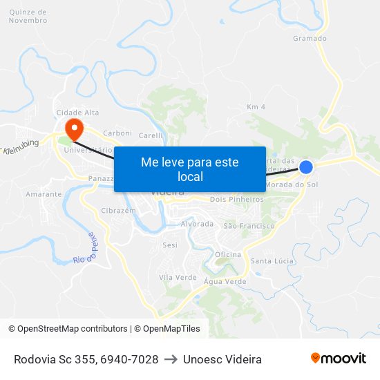 Rodovia Sc 355, 6940-7028 to Unoesc Videira map