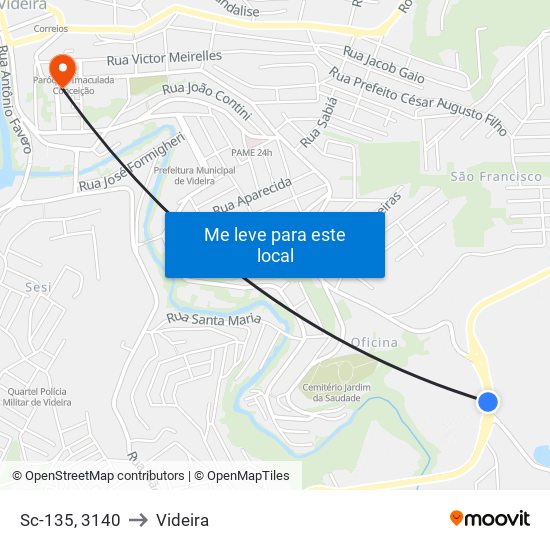 Sc-135, 3140 to Videira map