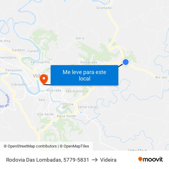 Rodovia Das Lombadas, 5779-5831 to Videira map