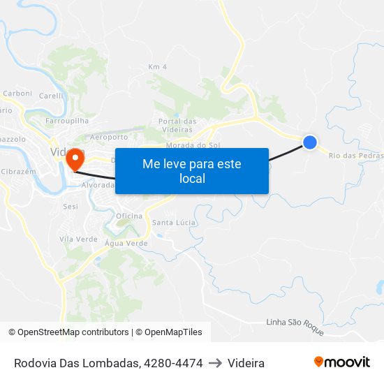 Rodovia Das Lombadas, 4280-4474 to Videira map