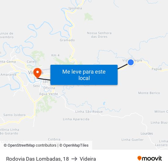 Rodovia Das Lombadas, 18 to Videira map