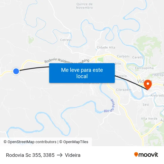Rodovia Sc 355, 3385 to Videira map