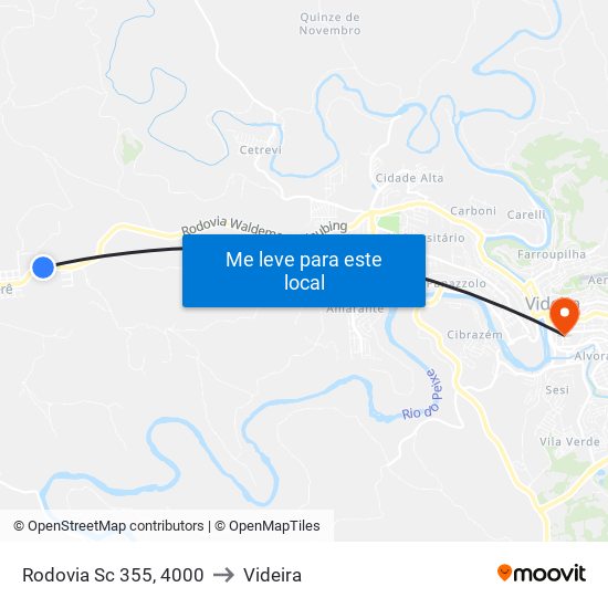 Rodovia Sc 355, 4000 to Videira map