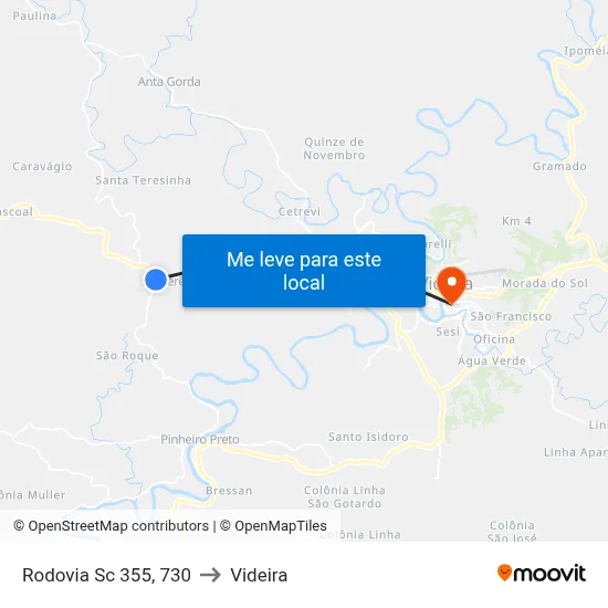Rodovia Sc 355, 730 to Videira map