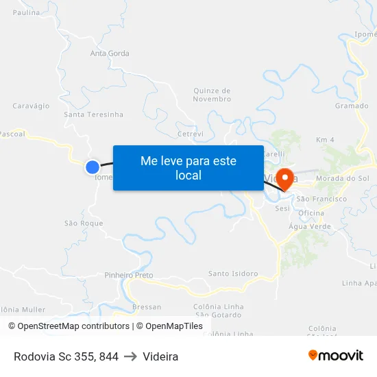 Rodovia Sc 355, 844 to Videira map