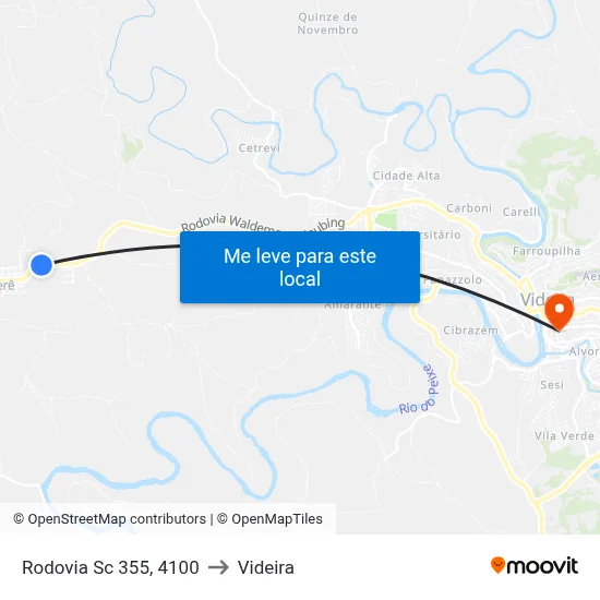 Rodovia Sc 355, 4100 to Videira map