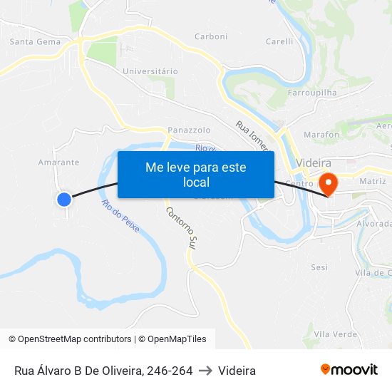 Rua Álvaro B De Oliveira, 246-264 to Videira map