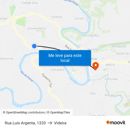 Rua Luís Argenta, 1320 to Videira map