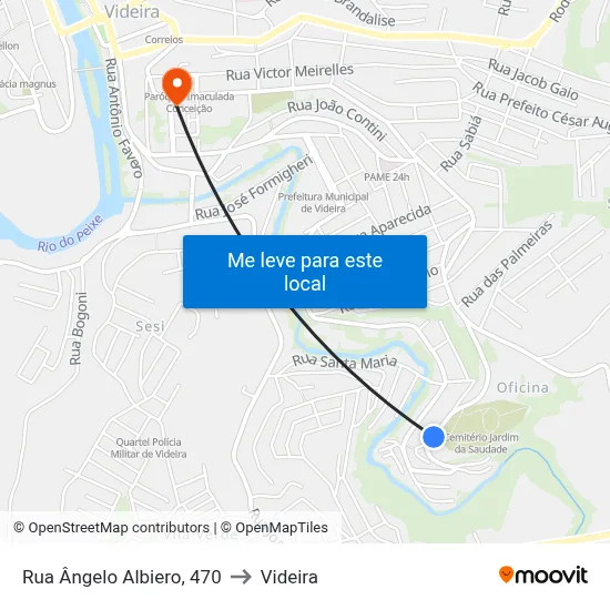 Rua Ângelo Albiero, 470 to Videira map