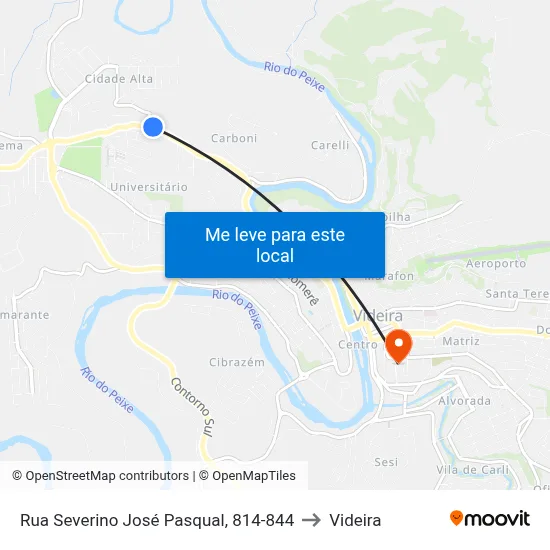 Rua Severino José Pasqual, 814-844 to Videira map