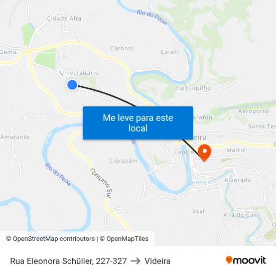 Rua Eleonora Schüller, 227-327 to Videira map