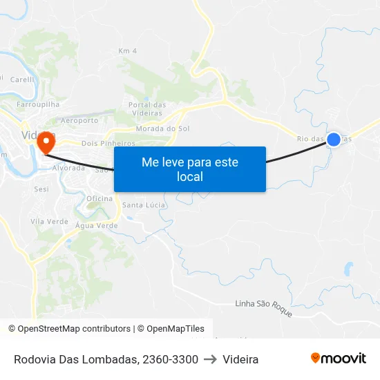 Rodovia Das Lombadas, 2360-3300 to Videira map