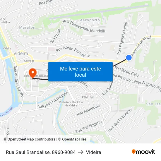 Rua Saul Brandalise, 8960-9084 to Videira map