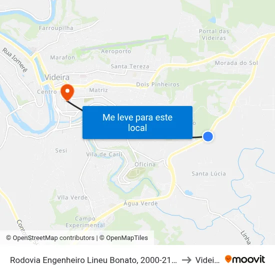 Rodovia Engenheiro Lineu Bonato, 2000-2140 to Videira map