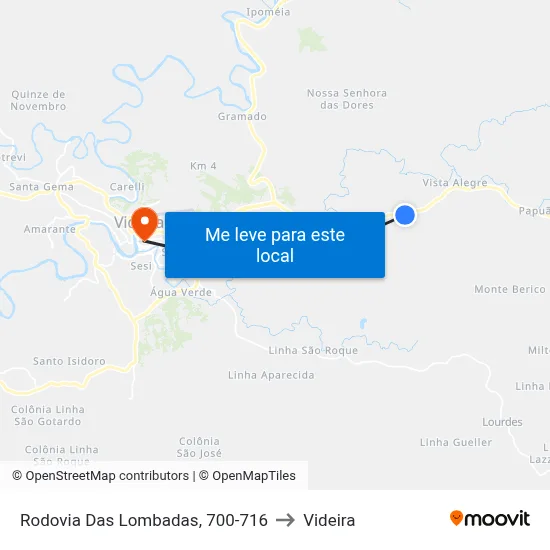 Rodovia Das Lombadas, 700-716 to Videira map