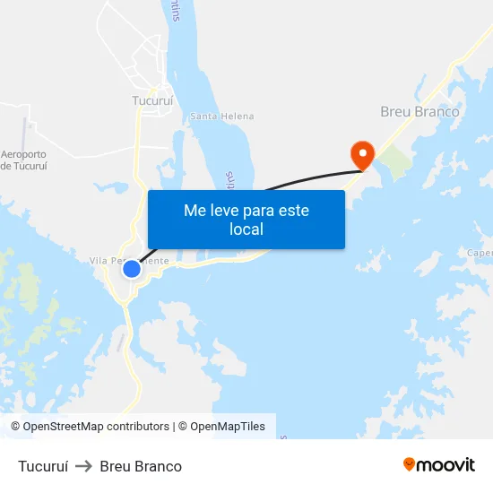 Tucuruí to Breu Branco map