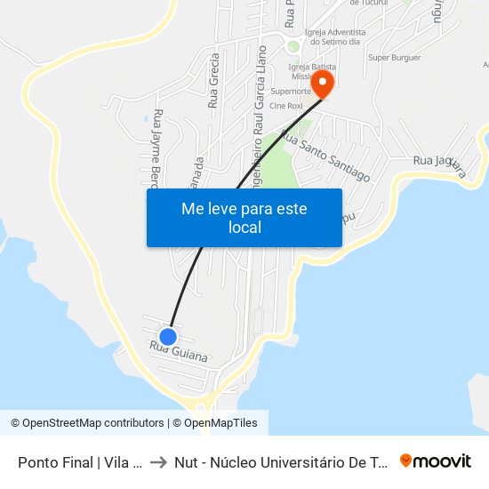 Ponto Final | Vila Marabá to Nut - Núcleo Universitário De Tucuruí (Ufpa) map