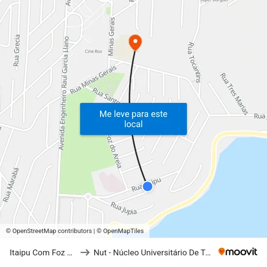 Itaipu Com Foz De Areia to Nut - Núcleo Universitário De Tucuruí (Ufpa) map
