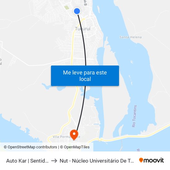 Auto Kar | Sentido Getat to Nut - Núcleo Universitário De Tucuruí (Ufpa) map