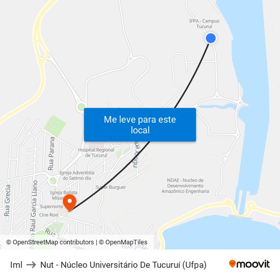 Iml to Nut - Núcleo Universitário De Tucuruí (Ufpa) map