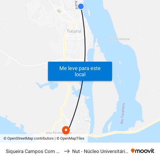 Siqueira Campos Com Pass. F | Sentido Sul to Nut - Núcleo Universitário De Tucuruí (Ufpa) map