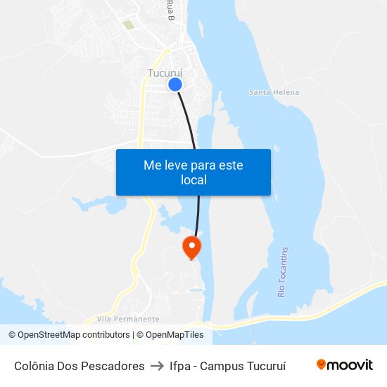 Colônia Dos Pescadores to Ifpa - Campus Tucuruí map