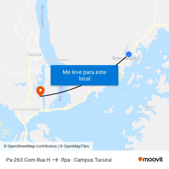 Pa-263 Com Rua H to Ifpa - Campus Tucuruí map