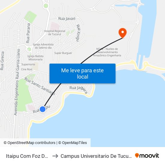 Itaipu Com Foz De Areia to Campus Universitario De Tucuruí (Ufpa) map