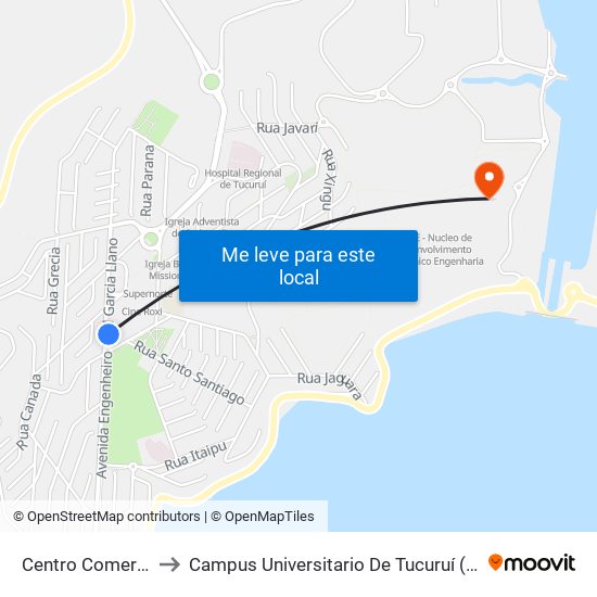 Centro Comercial to Campus Universitario De Tucuruí (Ufpa) map