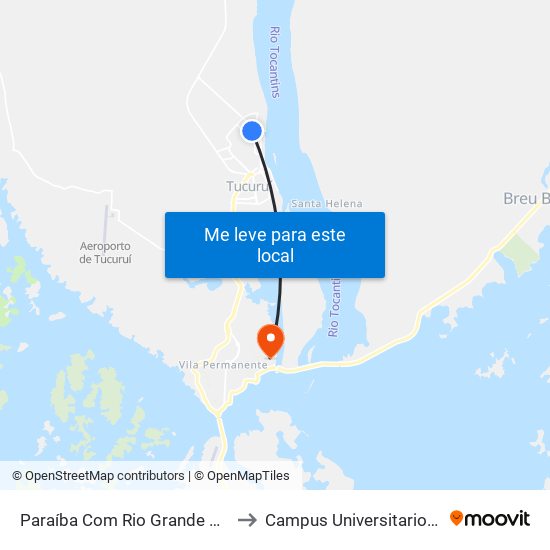 Paraíba Com Rio Grande Do Sul | Sentido Norte to Campus Universitario De Tucuruí (Ufpa) map