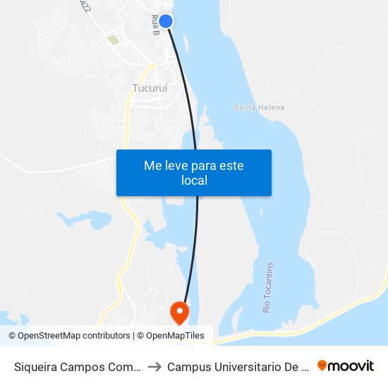 Siqueira Campos Com Santa Maria to Campus Universitario De Tucuruí (Ufpa) map