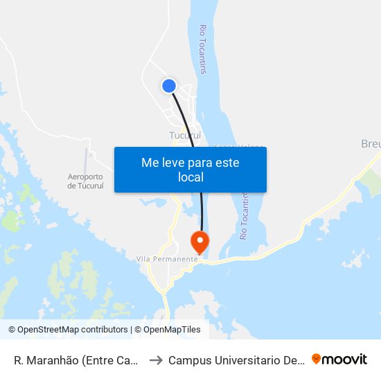 R. Maranhão (Entre Campo E Canuto) to Campus Universitario De Tucuruí (Ufpa) map