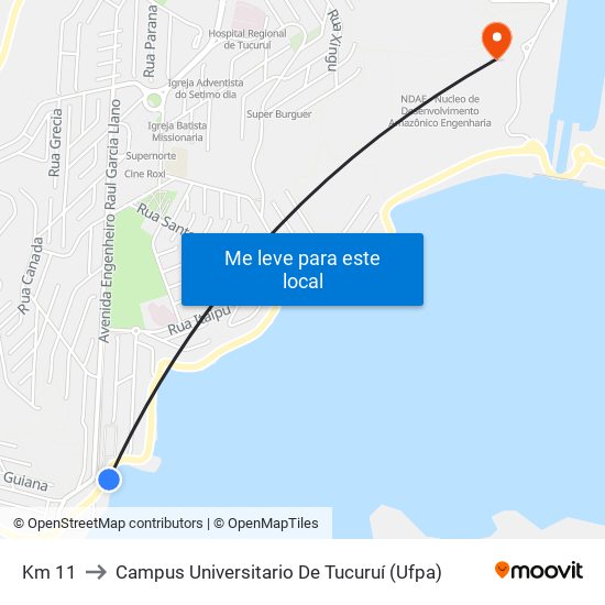 Km 11 to Campus Universitario De Tucuruí (Ufpa) map