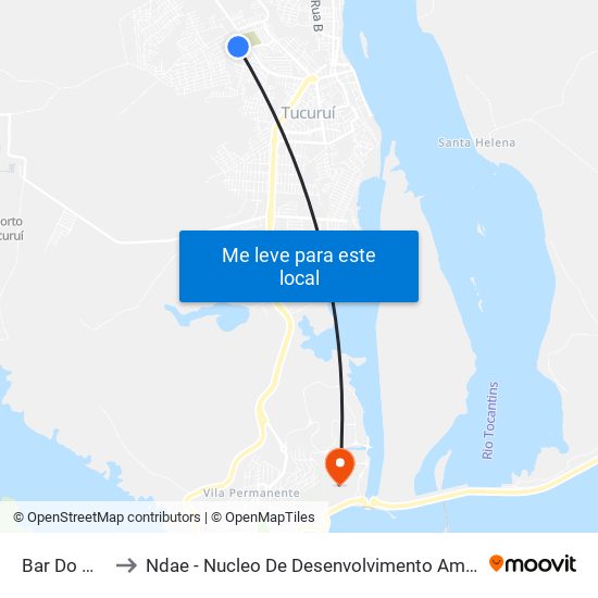 Bar Do Moraes to Ndae - Nucleo De Desenvolvimento Amazônico Engenharia map