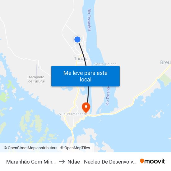 Maranhão Com Minas Gerais | Sentido Sul to Ndae - Nucleo De Desenvolvimento Amazônico Engenharia map