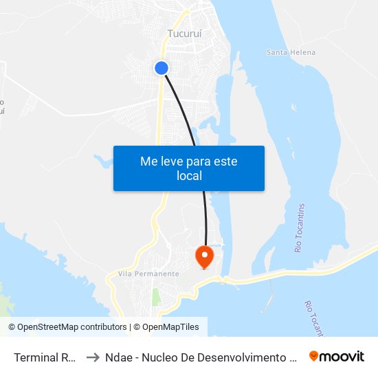 Terminal Rodoviário to Ndae - Nucleo De Desenvolvimento Amazônico Engenharia map