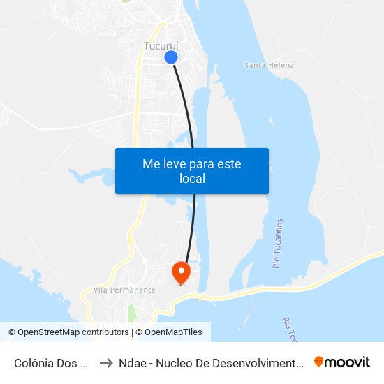 Colônia Dos Pescadores to Ndae - Nucleo De Desenvolvimento Amazônico Engenharia map