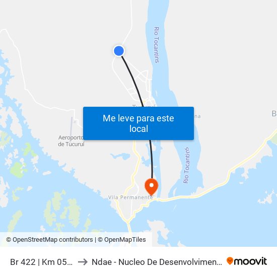 Br 422 | Km 05 | Restaurante to Ndae - Nucleo De Desenvolvimento Amazônico Engenharia map