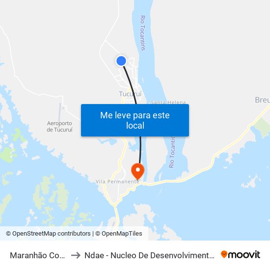 Maranhão Com Rondônia to Ndae - Nucleo De Desenvolvimento Amazônico Engenharia map