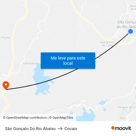 São Gonçalo Do Rio Abaixo to Cocais map