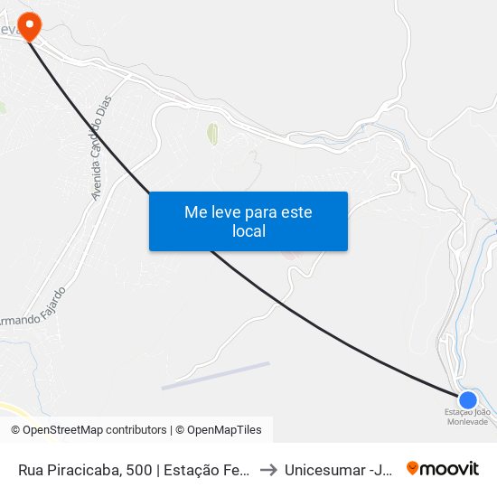 Rua Piracicaba, 500 | Estação Ferroviária De João Monlevade to Unicesumar -João Monlevade map