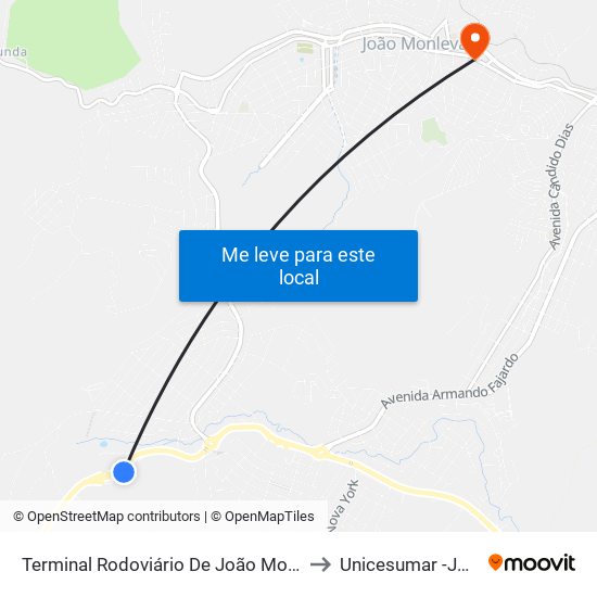 Terminal Rodoviário De João Monlevade | Linhas Municipais to Unicesumar -João Monlevade map