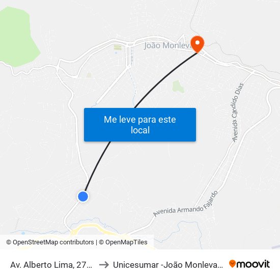 Av. Alberto Lima, 2761 to Unicesumar -João Monlevade map