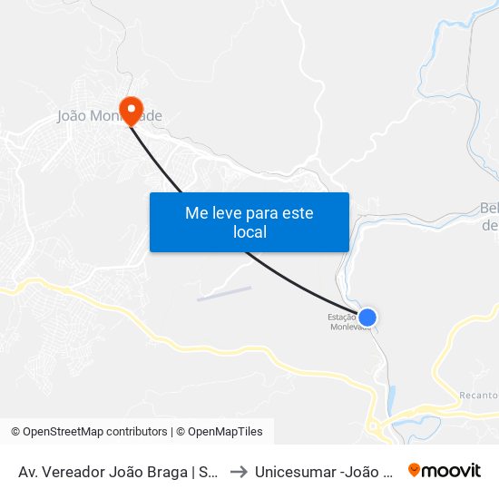 Av. Vereador João Braga | Sentido Br-381 to Unicesumar -João Monlevade map