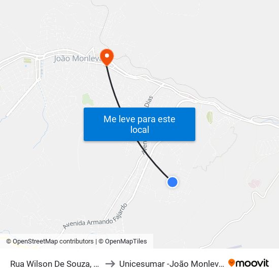 Rua Wilson De Souza, 389 to Unicesumar -João Monlevade map