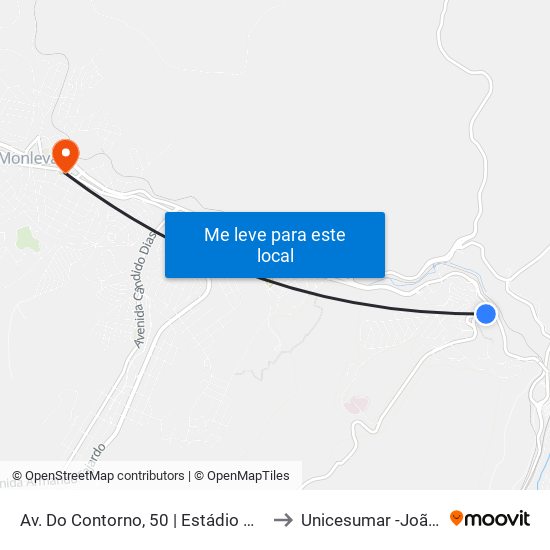 Av. Do Contorno, 50 | Estádio Municipal Louis Ensch to Unicesumar -João Monlevade map