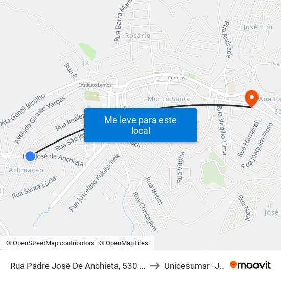 Rua Padre José De Anchieta, 530 | E.M. Cônego Higino De Freitas to Unicesumar -João Monlevade map
