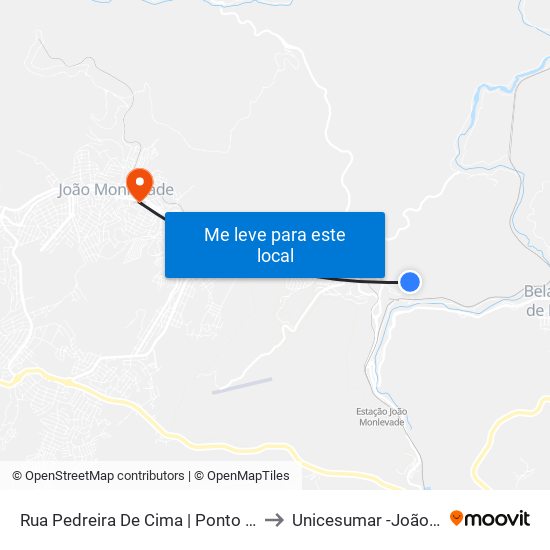 Rua Pedreira De Cima | Ponto Final Do Pedreira to Unicesumar -João Monlevade map