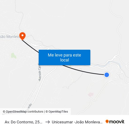 Av. Do Contorno, 2594 to Unicesumar -João Monlevade map